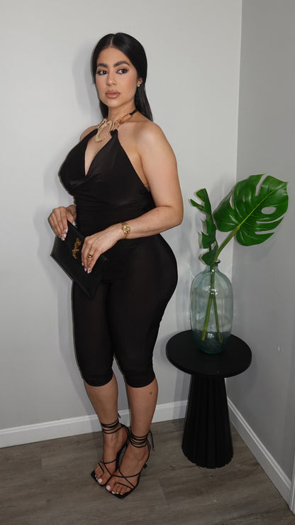 ISABELLA CAPRI ROMPER BLACK AND GOLD