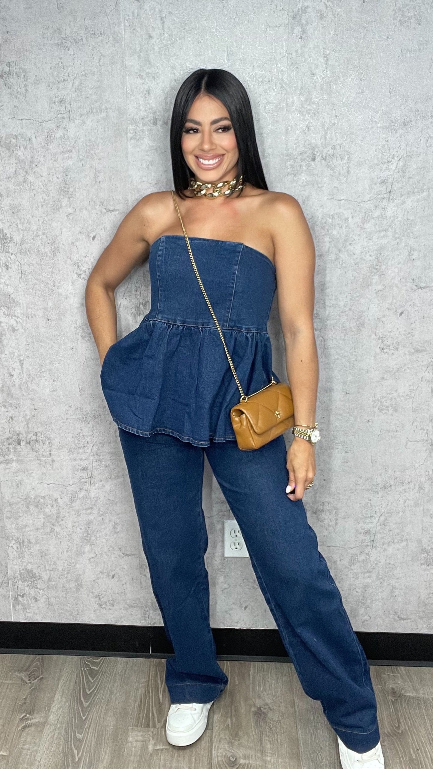 Khatalina Denim Pants Set
