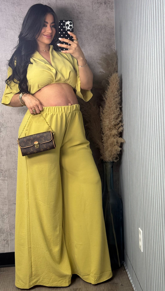 GLENDY LIME PANTS SET