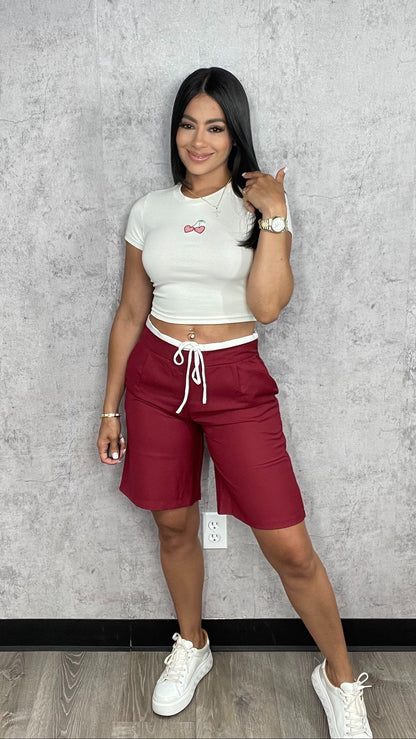 Jorts Burgundy Pants