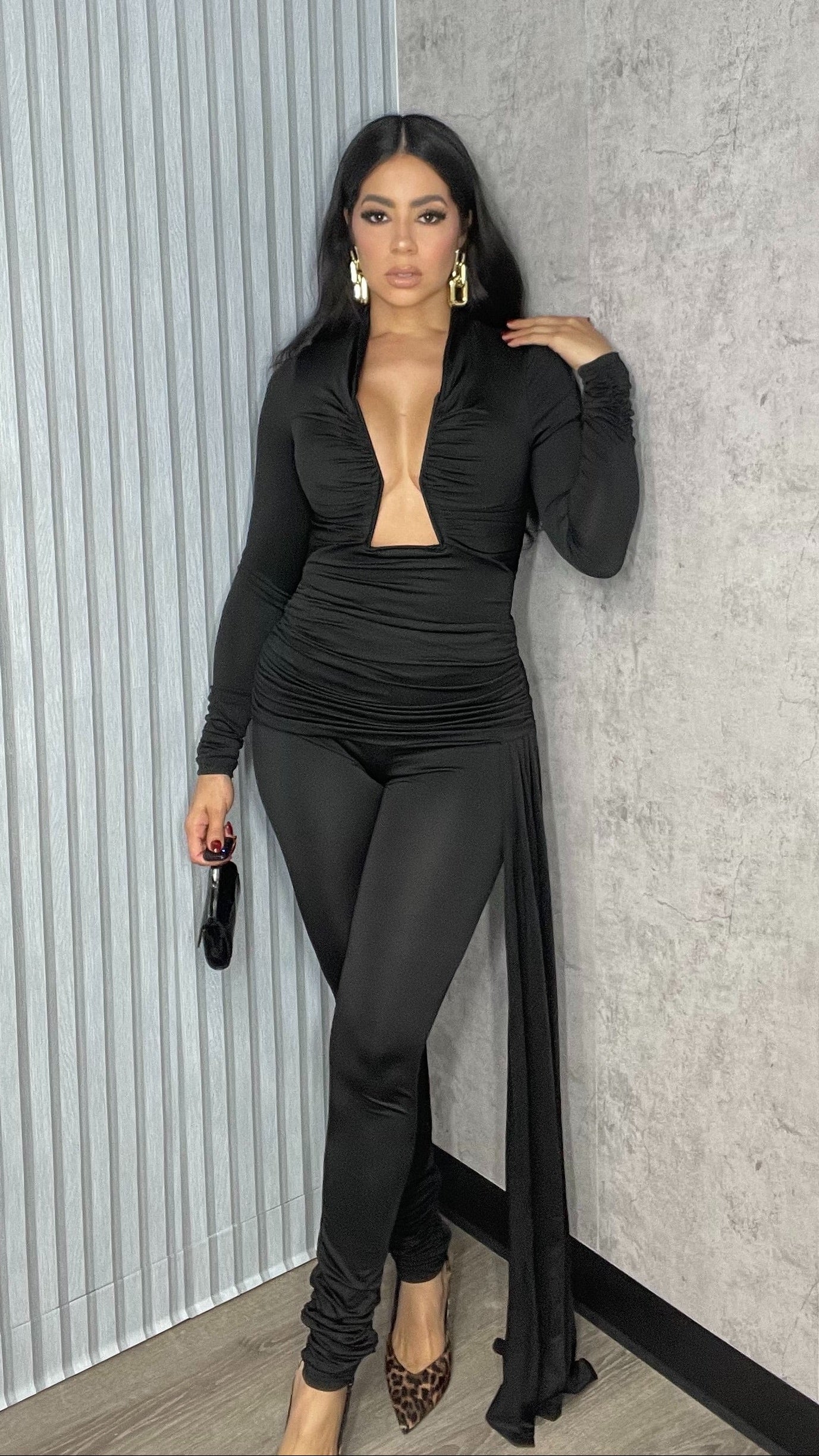 KASSANDRA Bodysuit and Pants Set Black