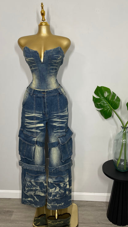 KARLA DENIM PANTS SET