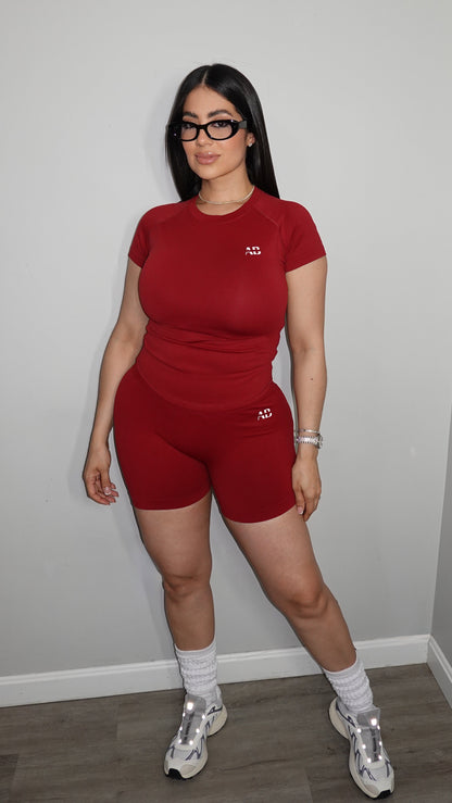 AB SNATCHED WINE SHORT SET