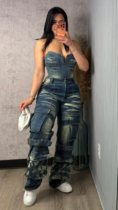 KARLA DENIM PANTS SET