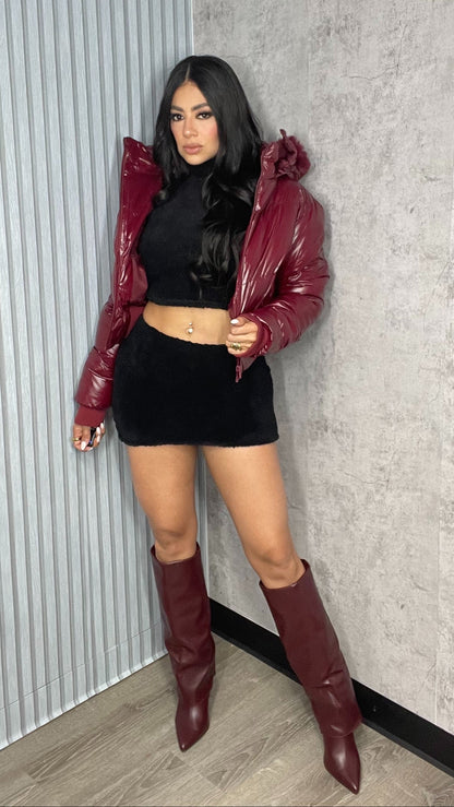 Overlay Boots Burgundy