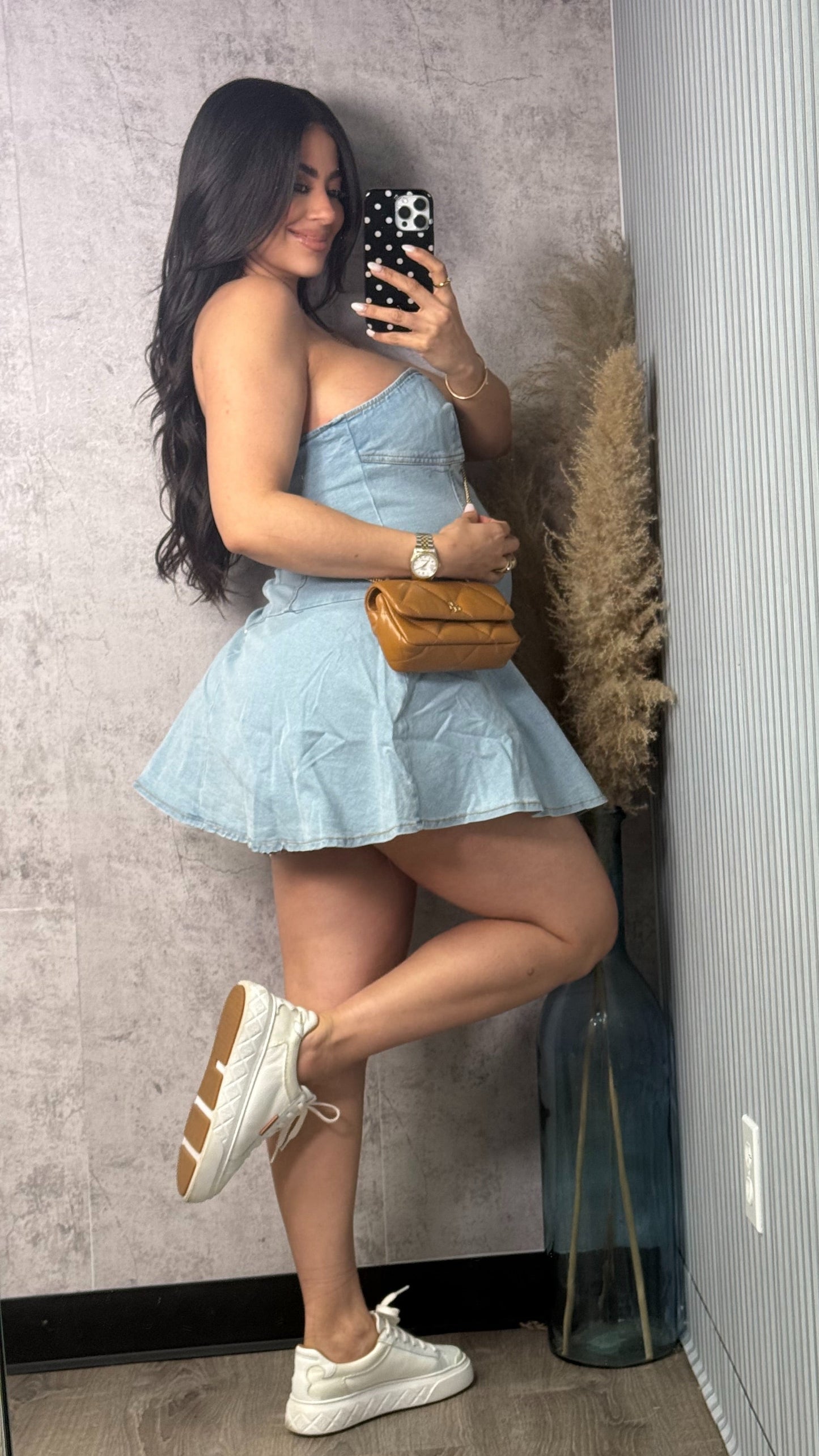 BUSTIER DENIM DRESS