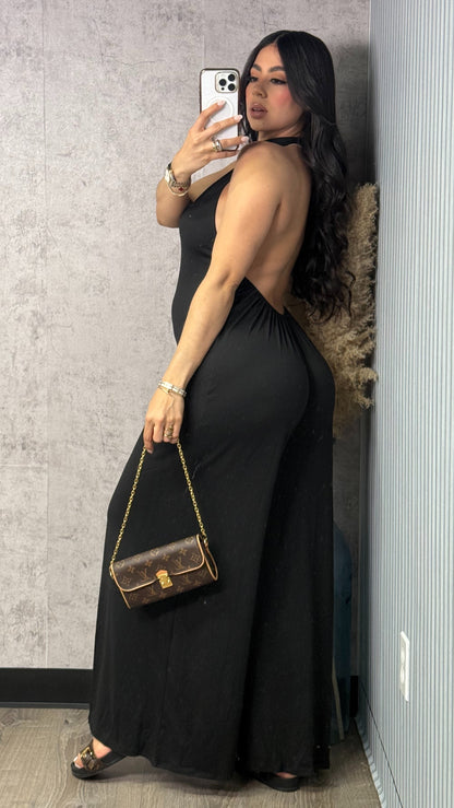 LINDA BACKLESS BLACK JUMPSUIT