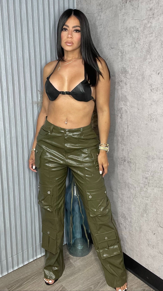 Leather Bralette Top Black