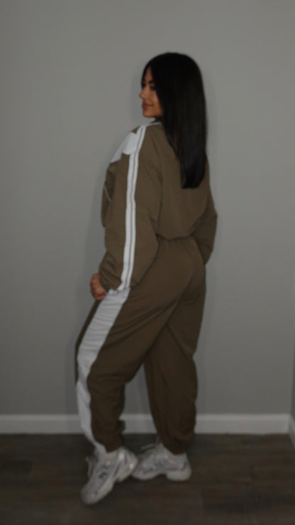 OLIVE COLOR BLOCK TRACKSUIT