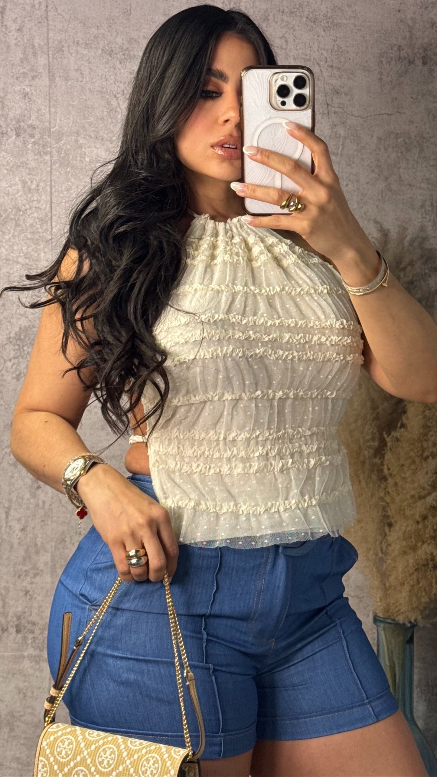 HALTER OPEN BACK TOP IVORY