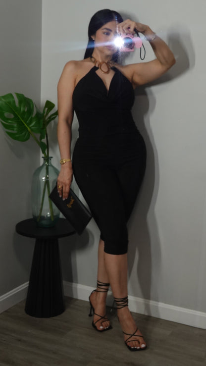 ISABELLA CAPRI ROMPER BLACK AND GOLD