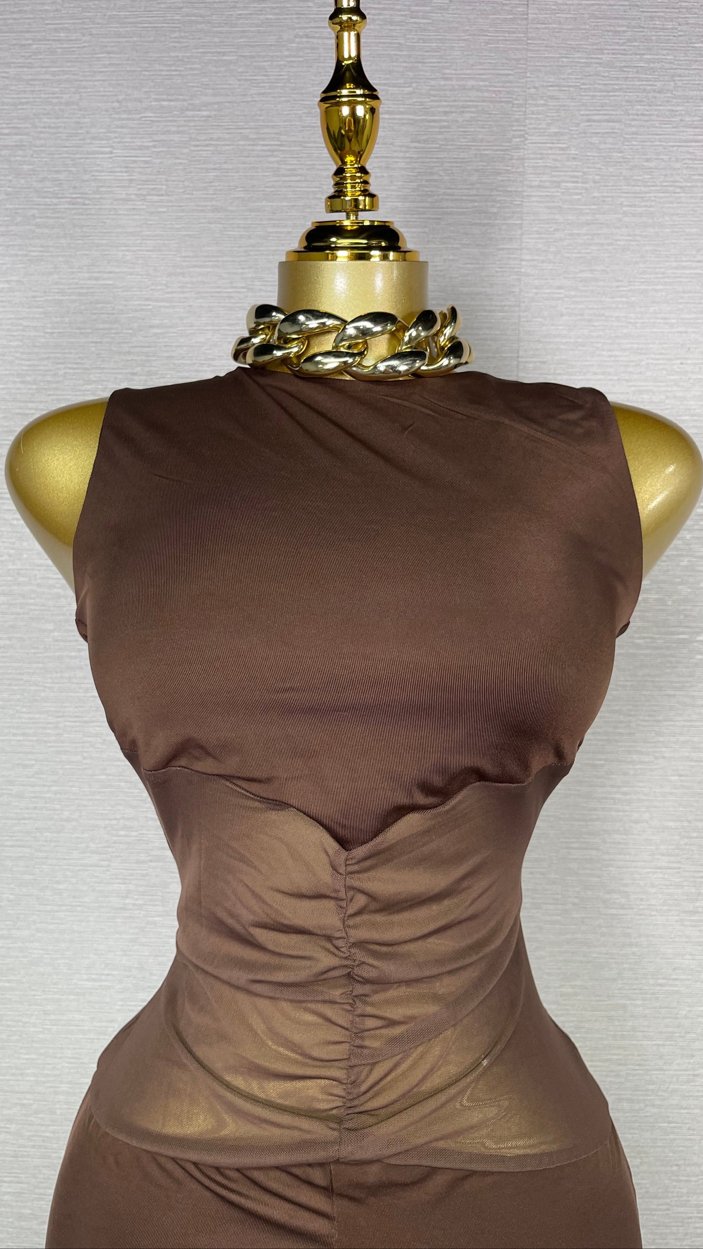 MESH BROWN JUMPSUIT