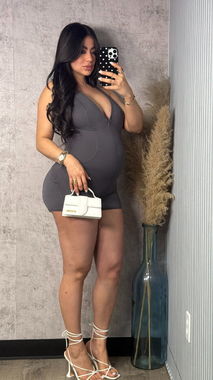 V CHARCOAL ROMPER