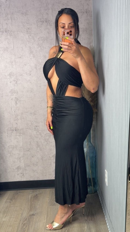 KAMYLA MIDI BLACK DRESS