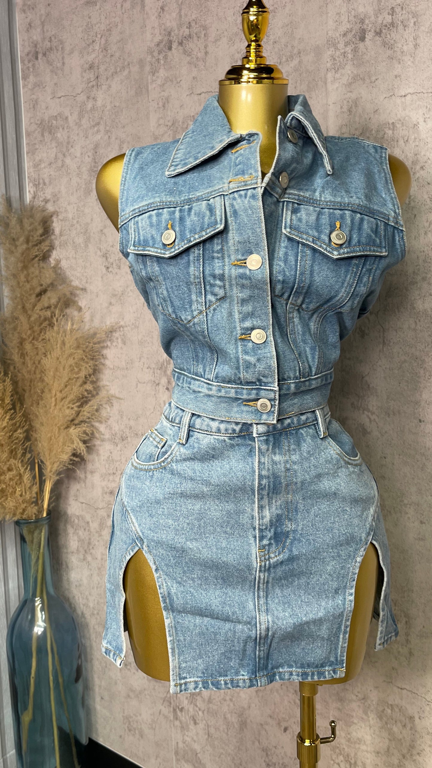 LARA DENIM SKIRT SET