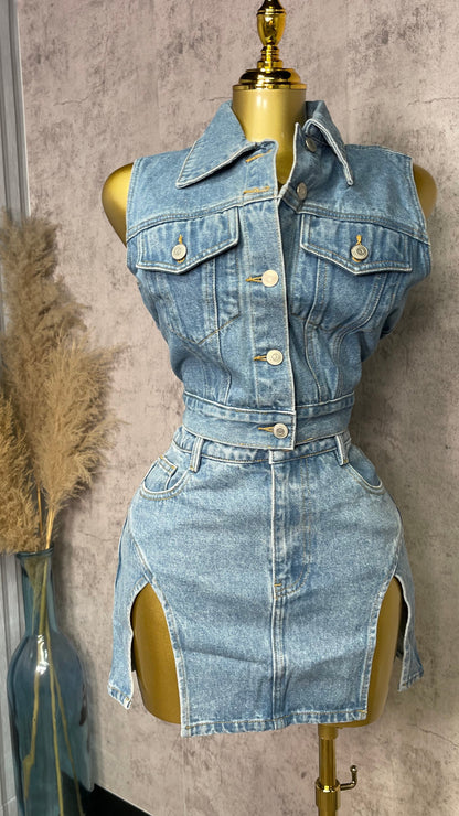 LARA DENIM SKIRT SET
