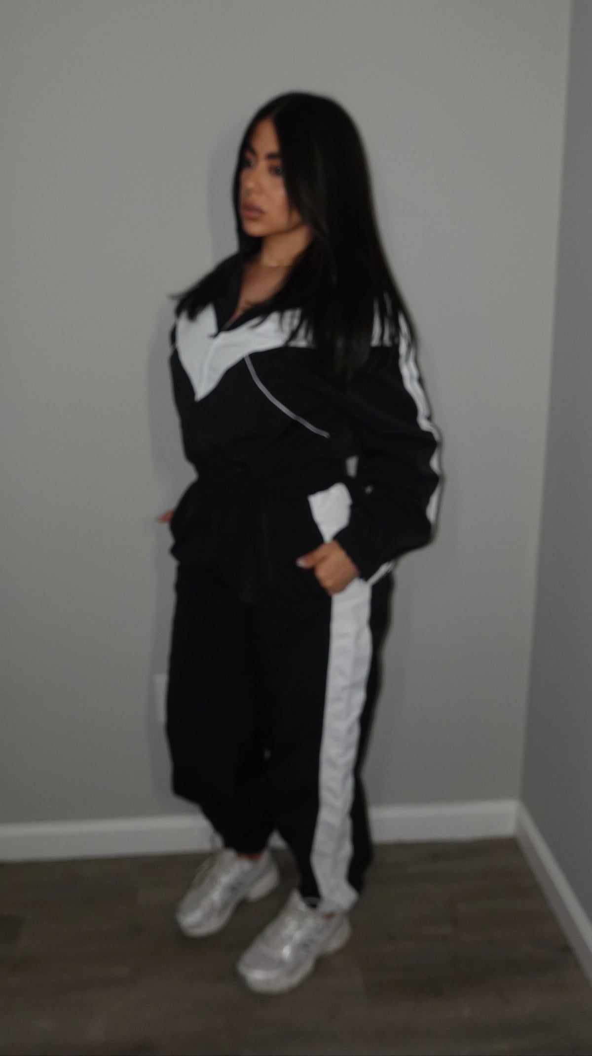 BLACK COLOR BLOCK TRACKSUIT