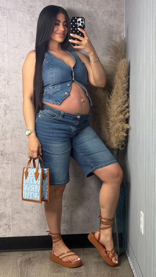 ASHLEY DENIM VEST AND PANTS SET