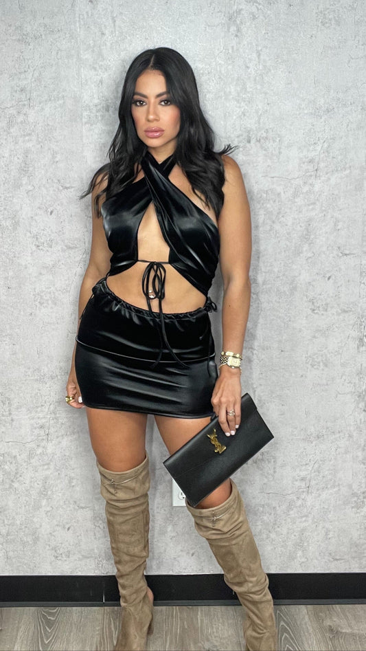 Maraya Black Leather Set