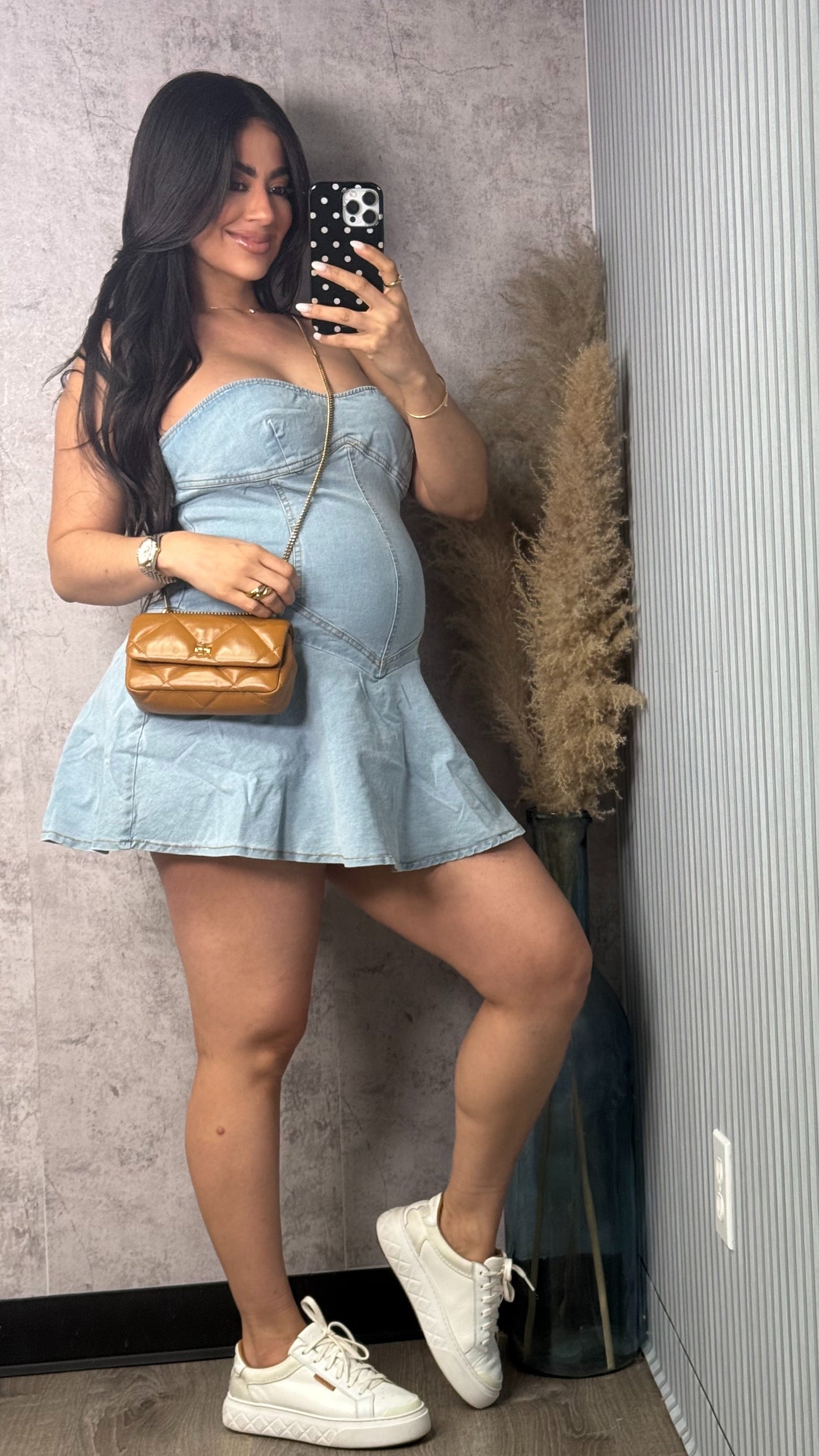 BUSTIER DENIM DRESS