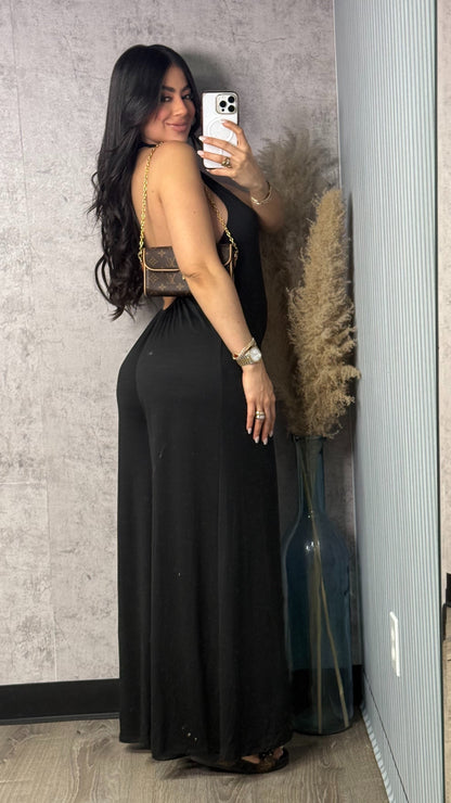 LINDA BACKLESS BLACK JUMPSUIT