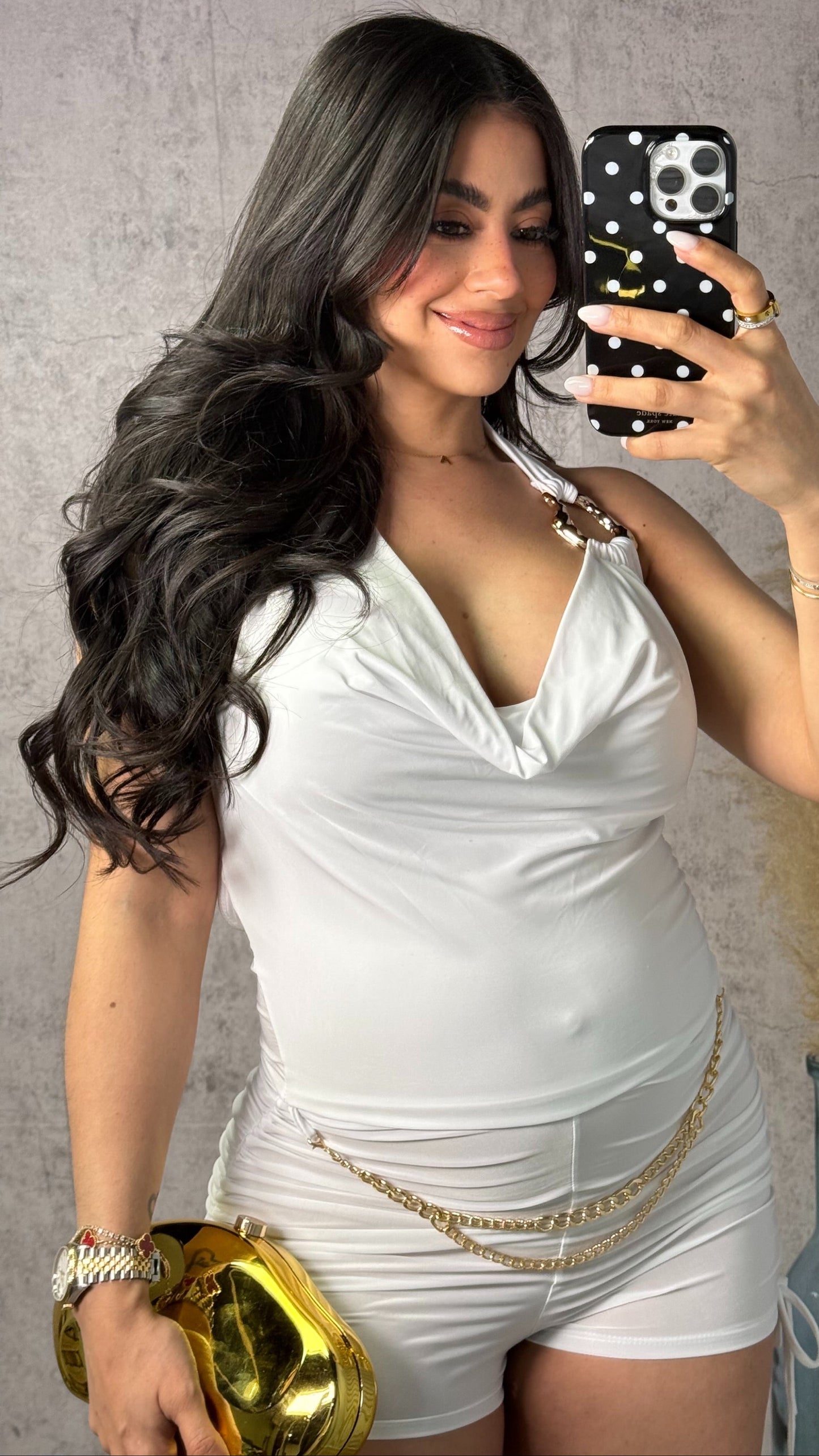 WHITE ROMPER W CHAIN
