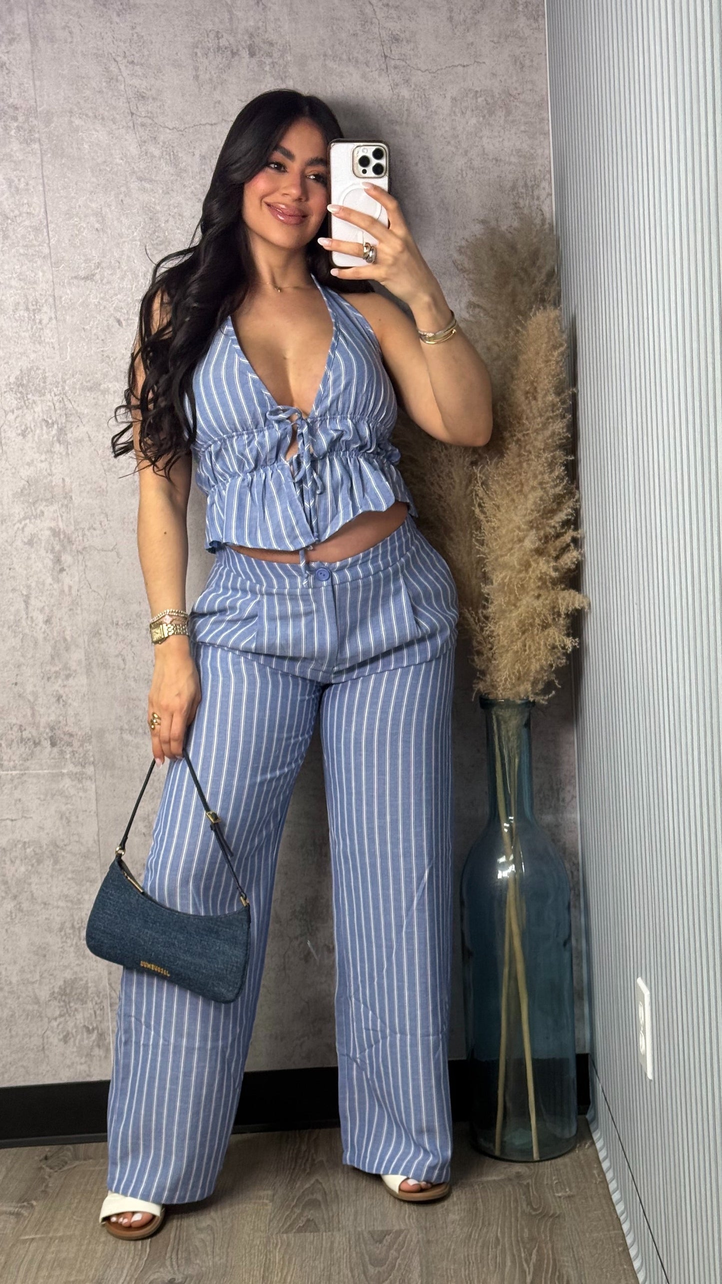 JACKY BLUE DENIM PANTS SET