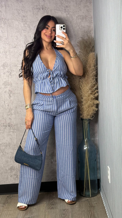 JACKY BLUE DENIM PANTS SET