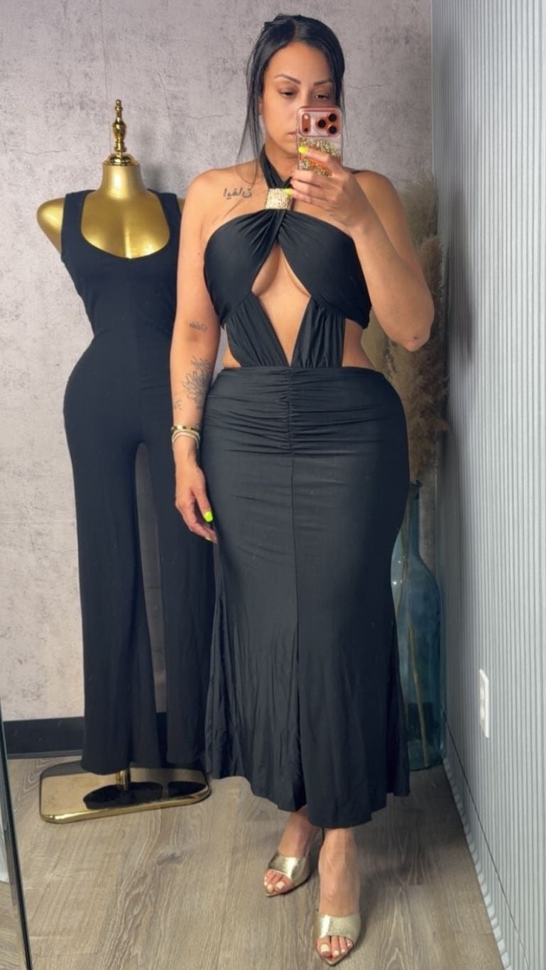 KAMYLA MIDI BLACK DRESS