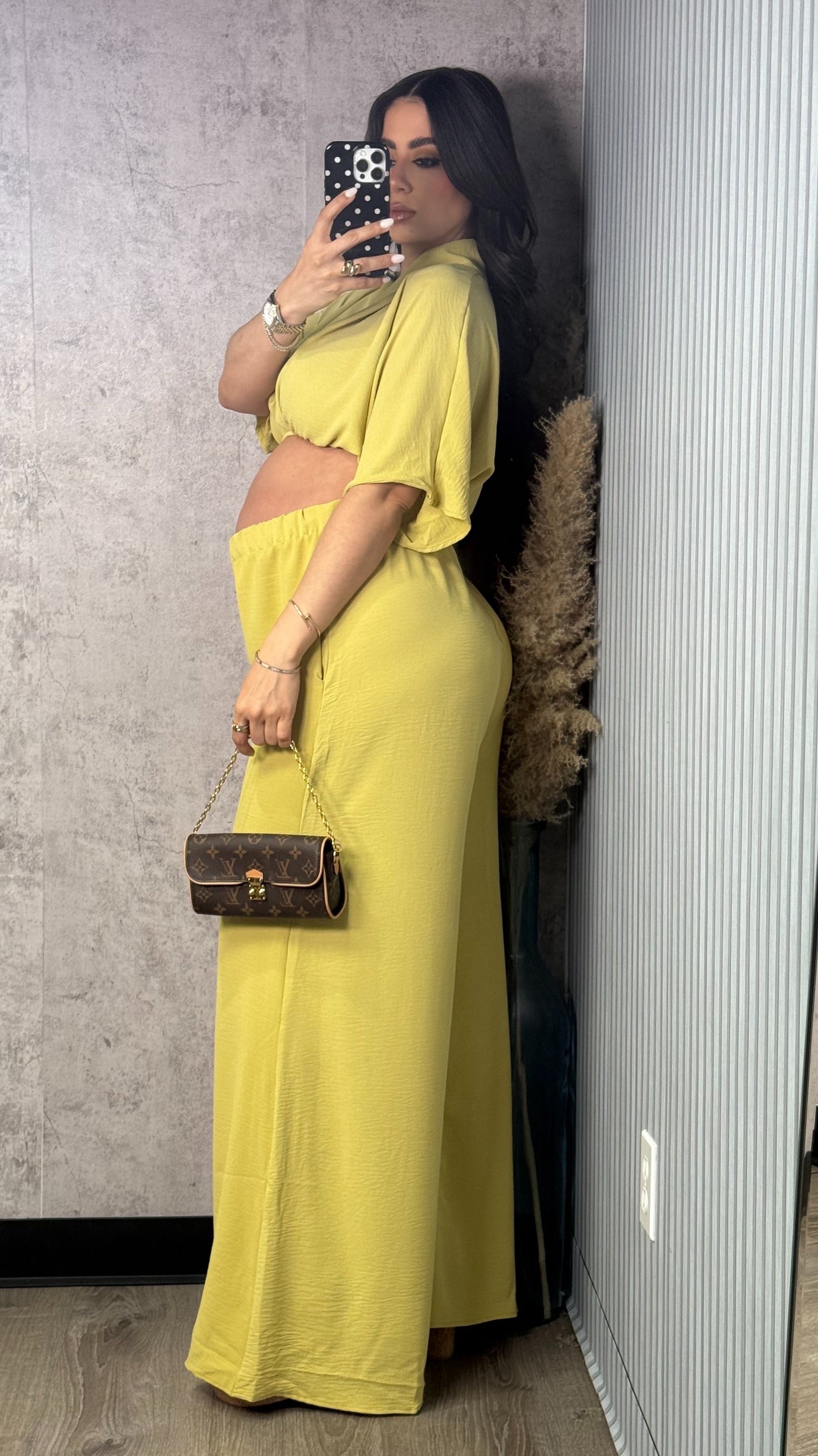 GLENDY LIME PANTS SET