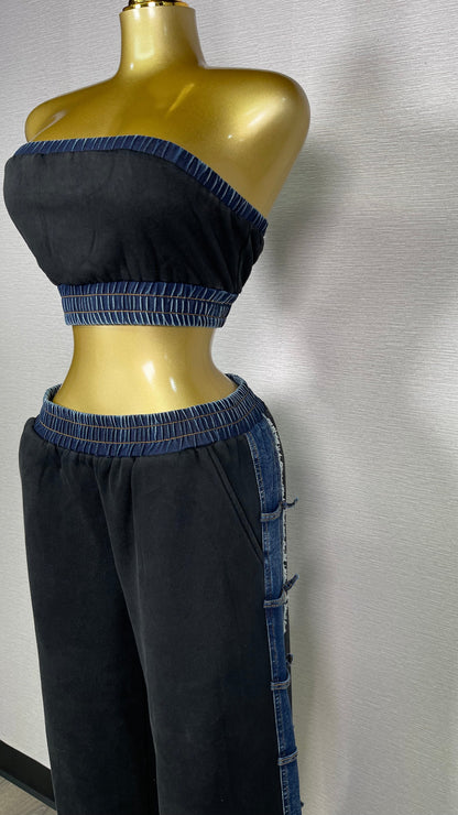 TUBE BLACK AND DENIM SET
