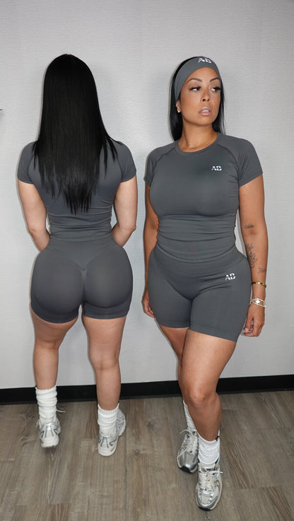 AB SNATCHED  GREY SHORT SET