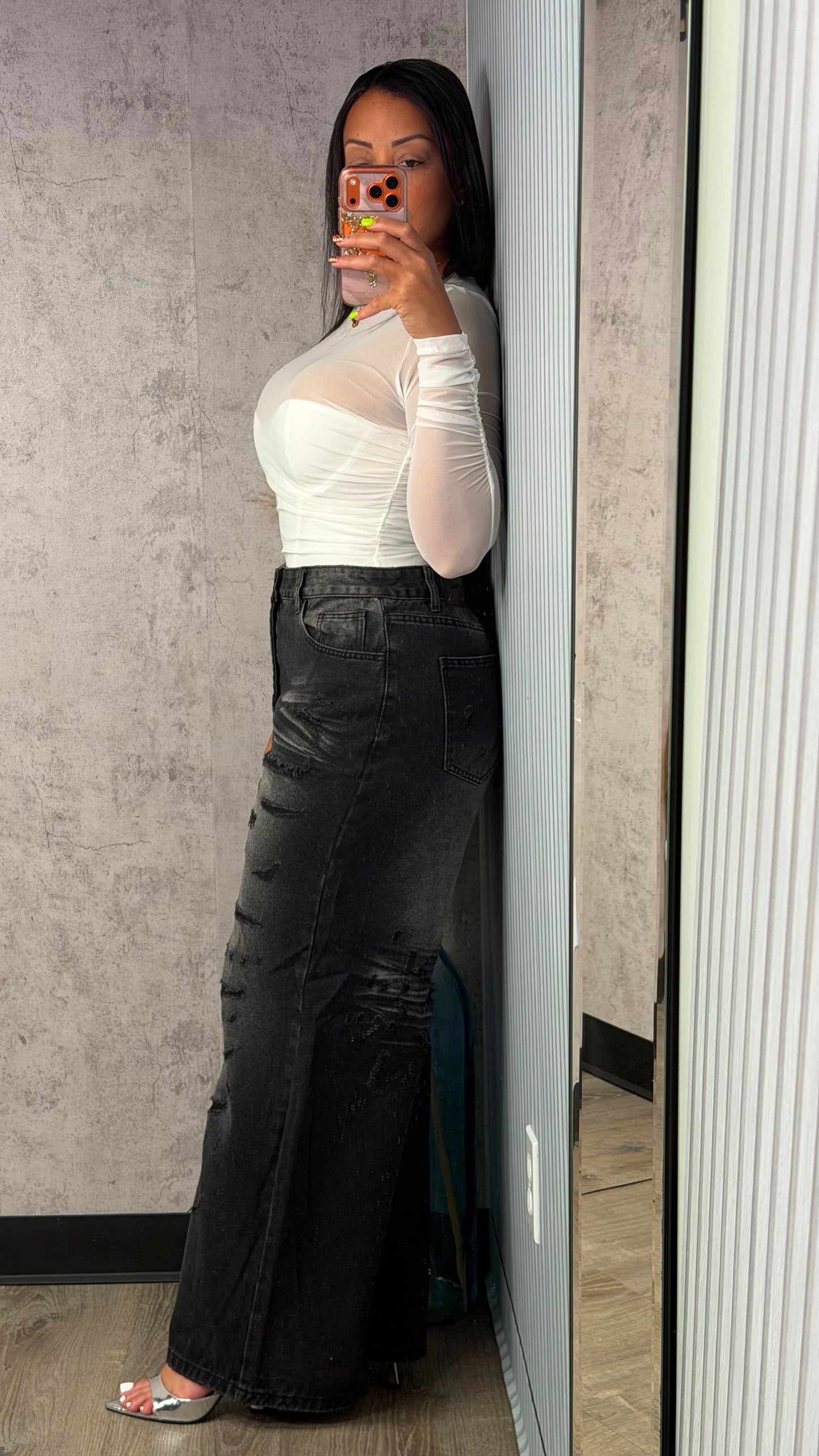 REBECA WASHED BLACK DENIM PANTS