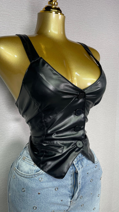 BLACK LEATHER VEST