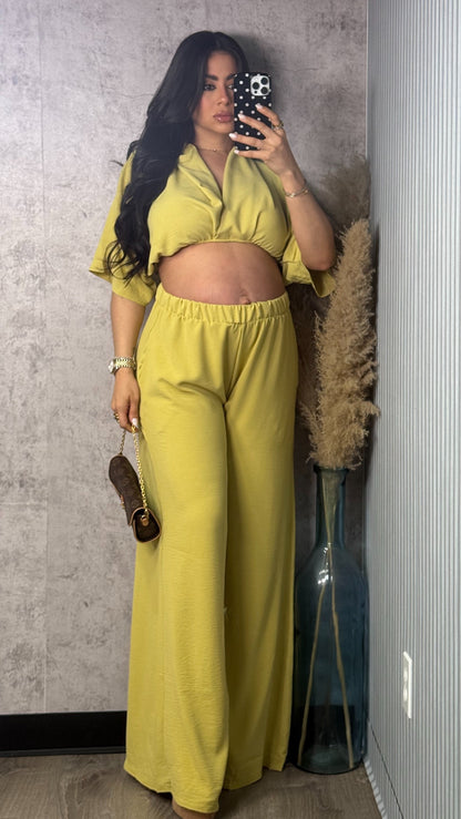 GLENDY LIME PANTS SET