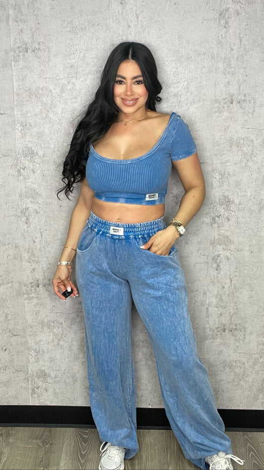 MINERAL PANTS SET BLUE