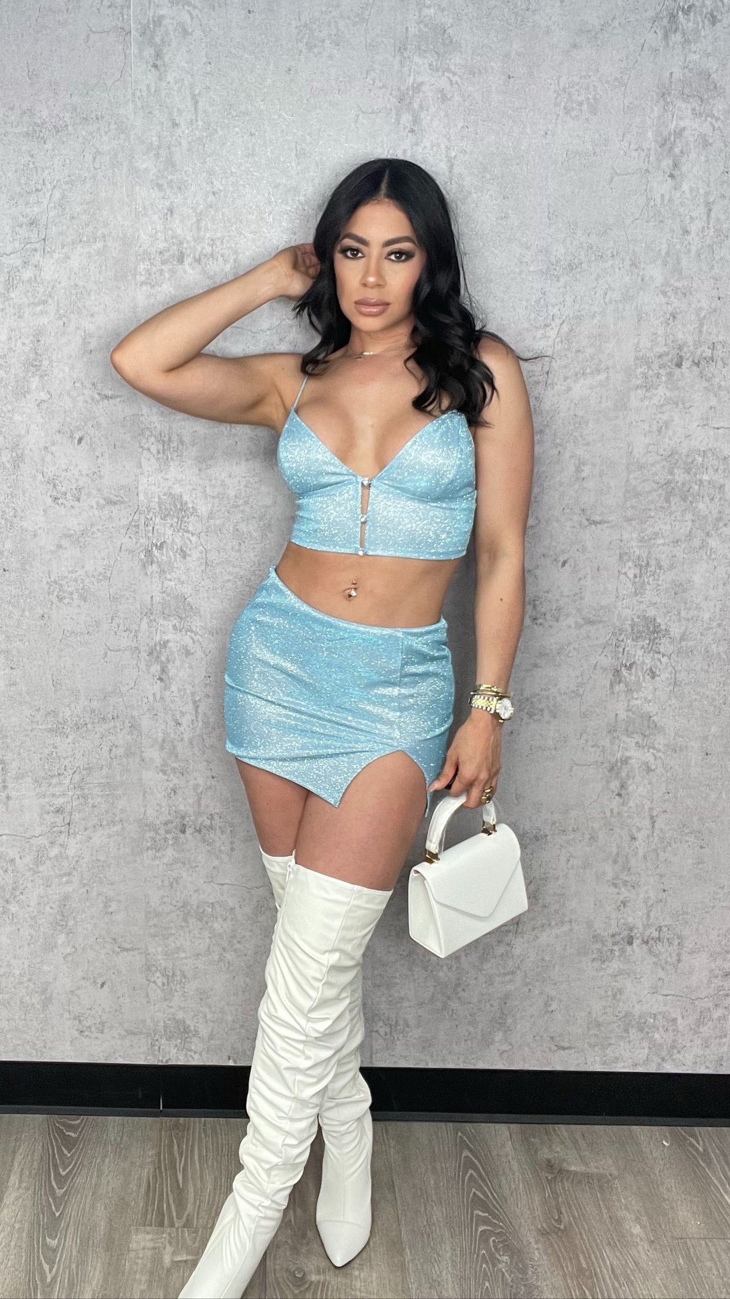 LENA Blue Skirt Set