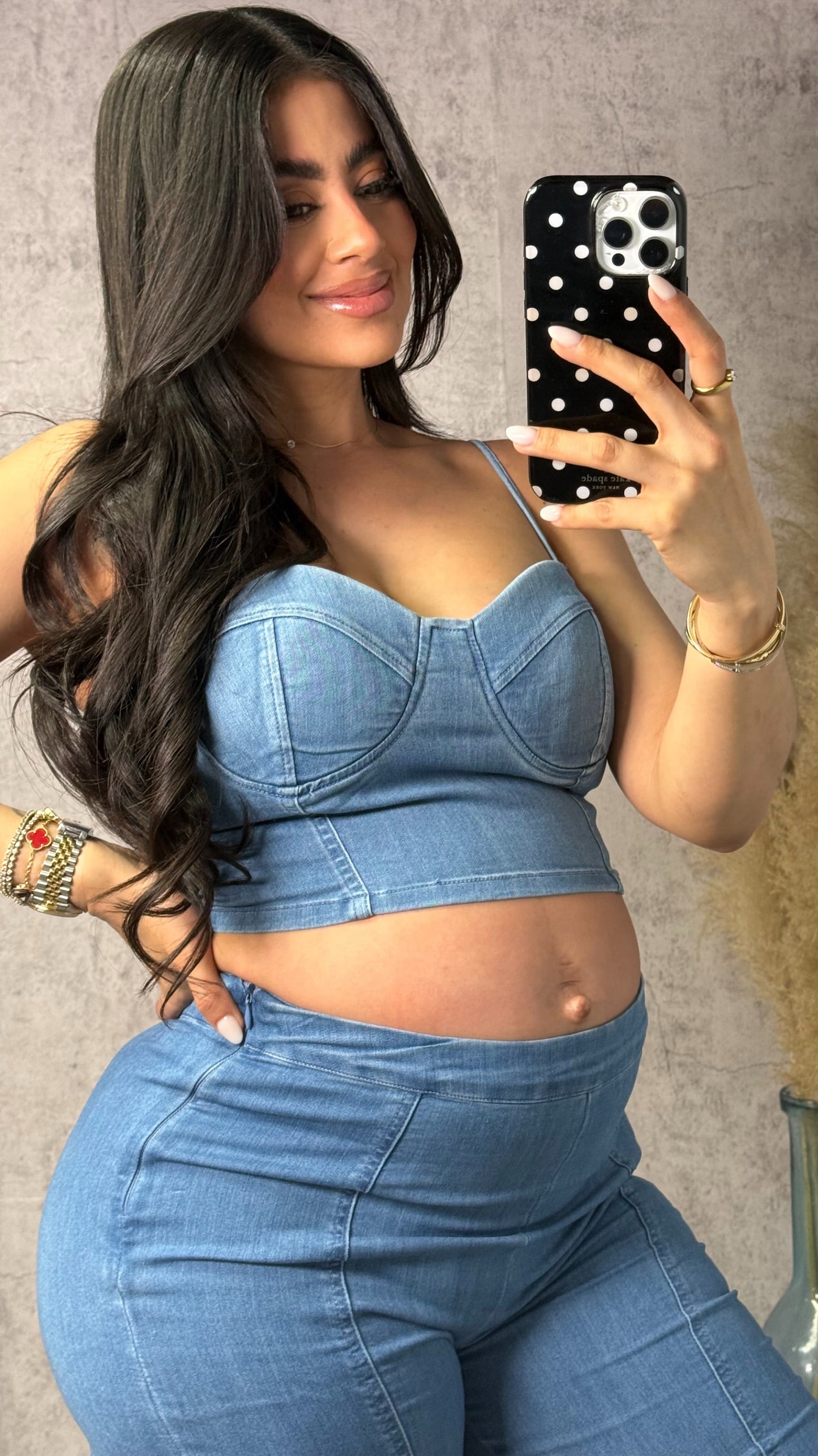 BUSTIER AND BIKER SHORT DENIM SET