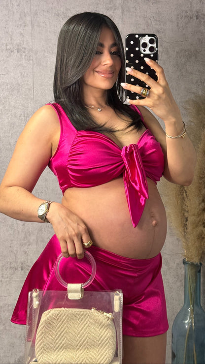 Sarah Satin Pink Set