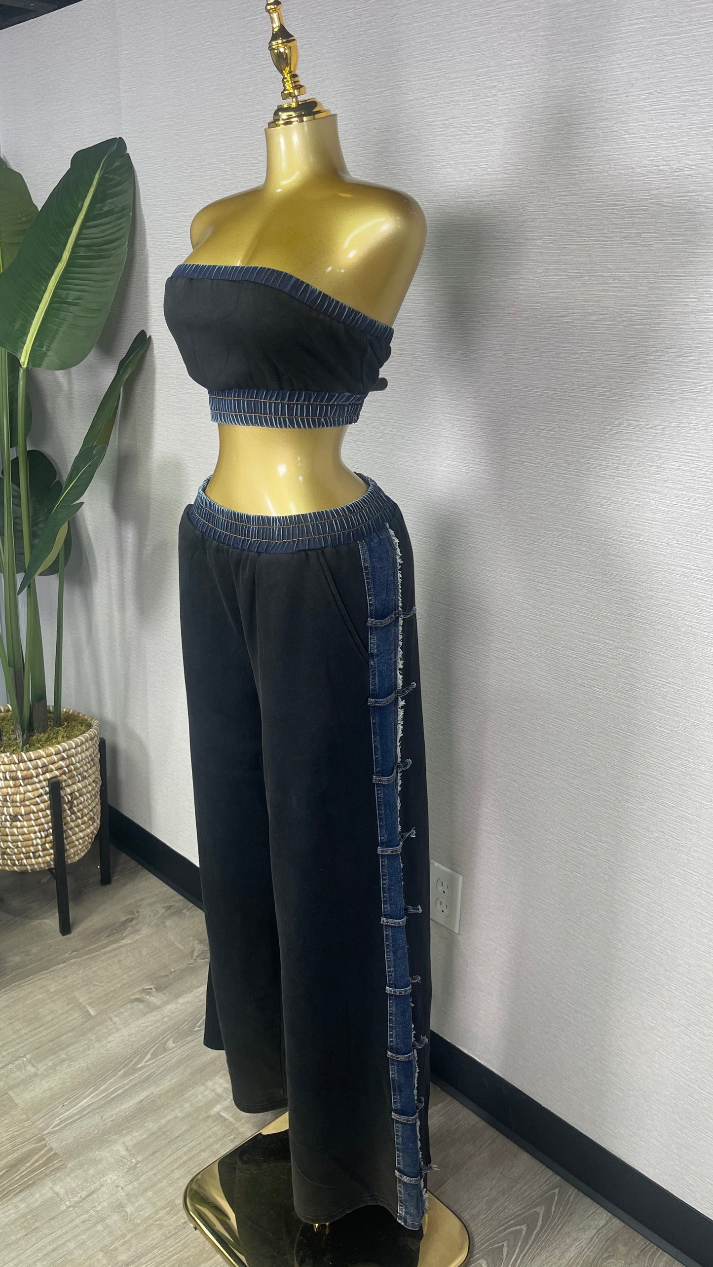 TUBE BLACK AND DENIM SET