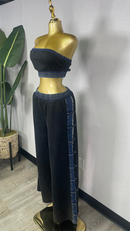 TUBE BLACK AND DENIM SET