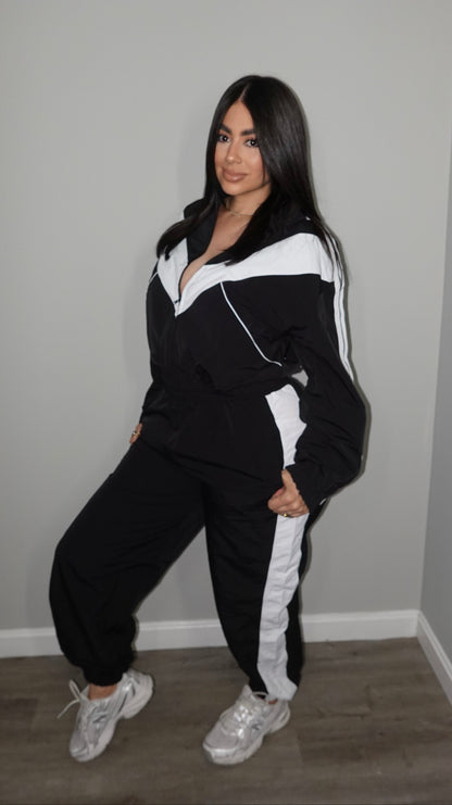 BLACK COLOR BLOCK TRACKSUIT