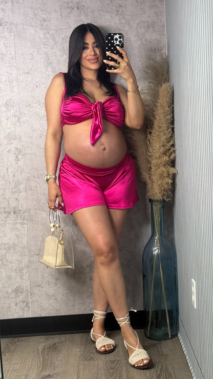 Sarah Satin Pink Set