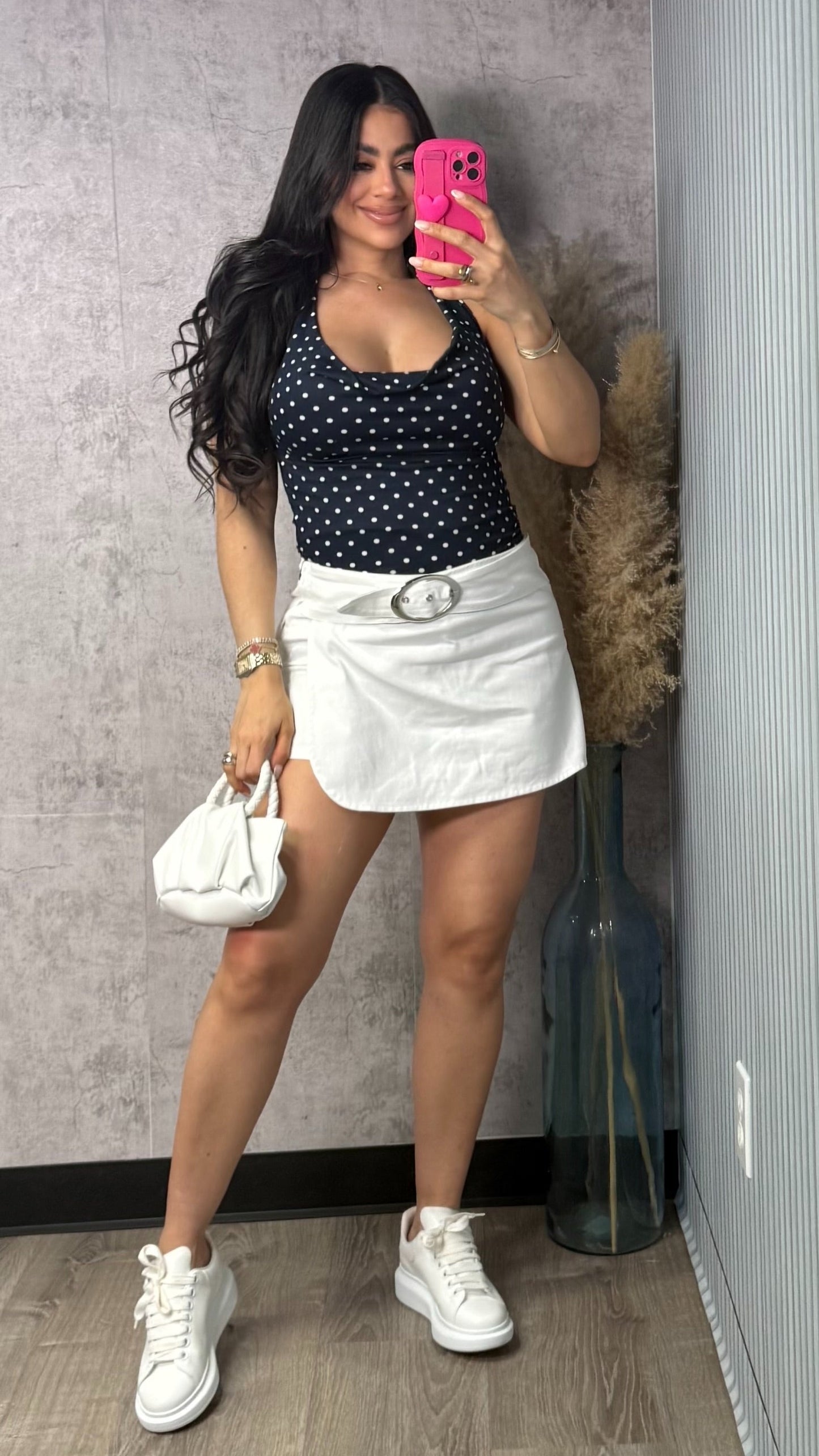WHITE DENIM SKORT