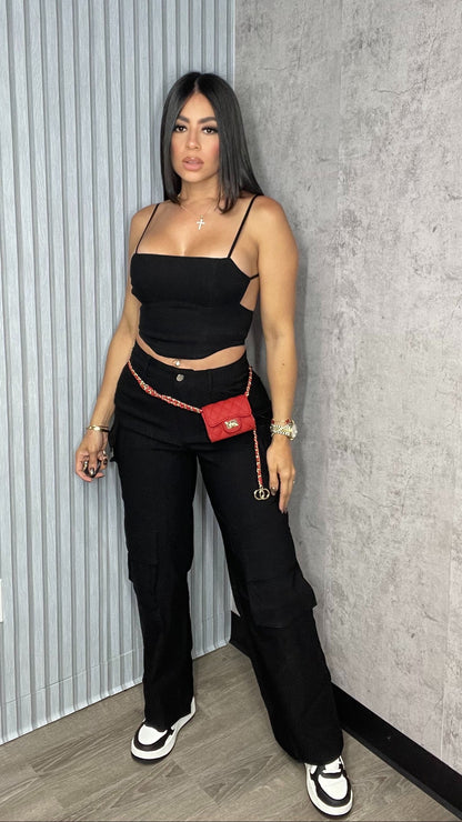 Karlys Black Pants Set