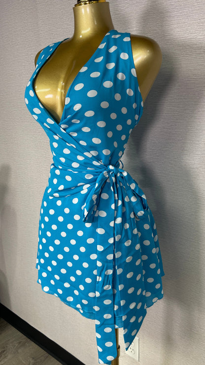 SUMMER BLUE POLKA DOT DRESS