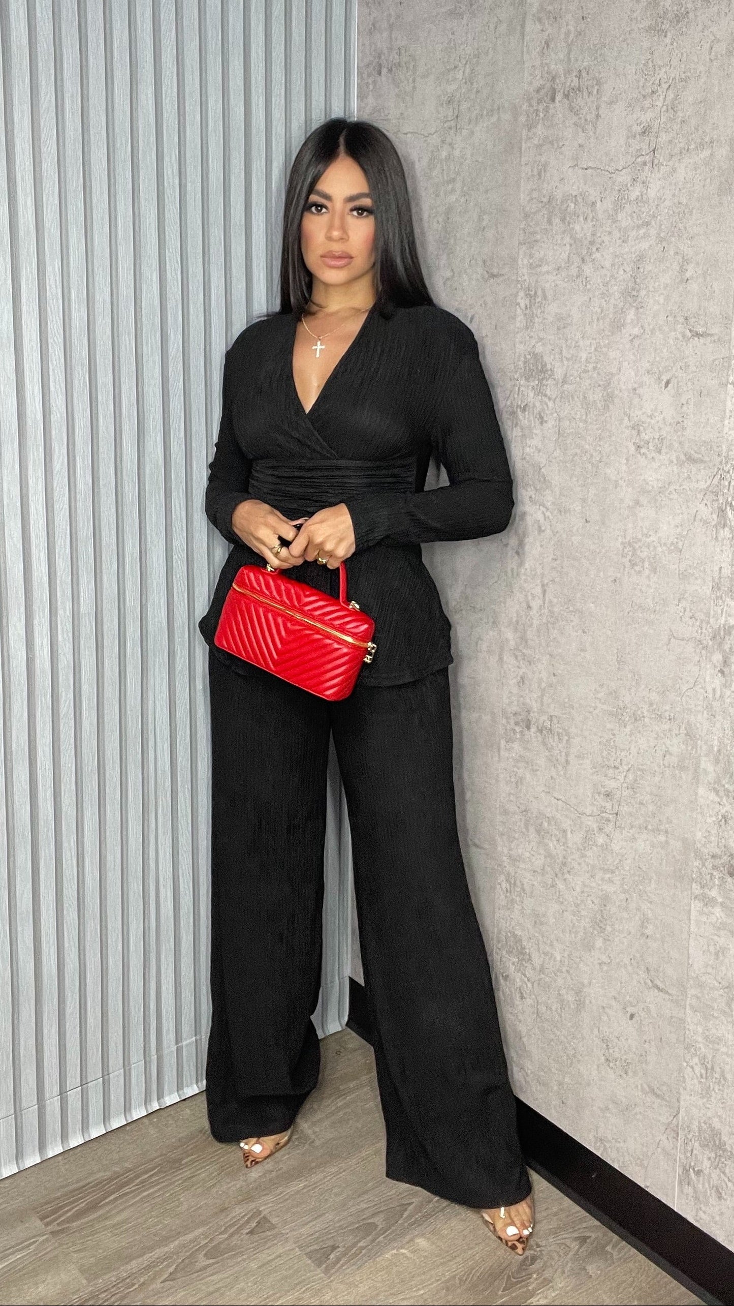 Carla Black Pants Set