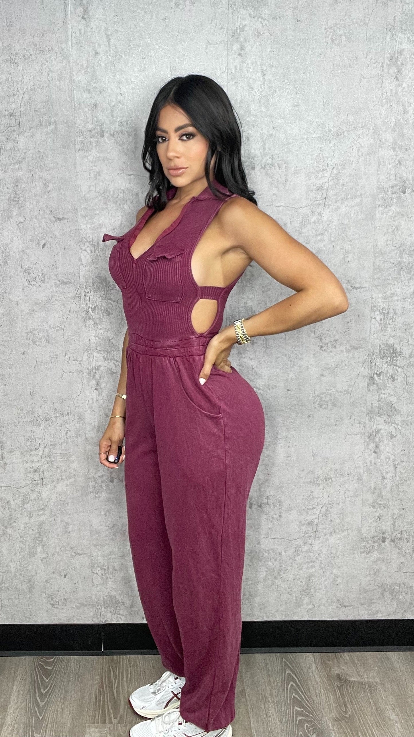 Mineral Jogger Jumpsuit Burgundy