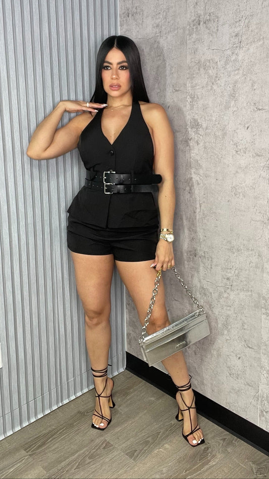 Arrabella Double Belt Black Set