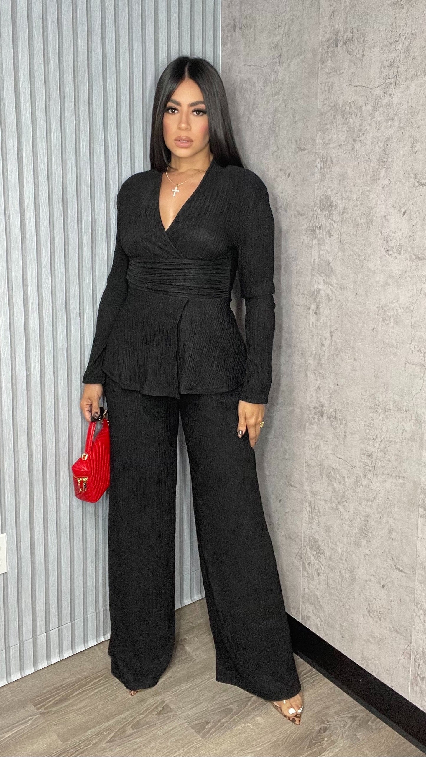 Carla Black Pants Set